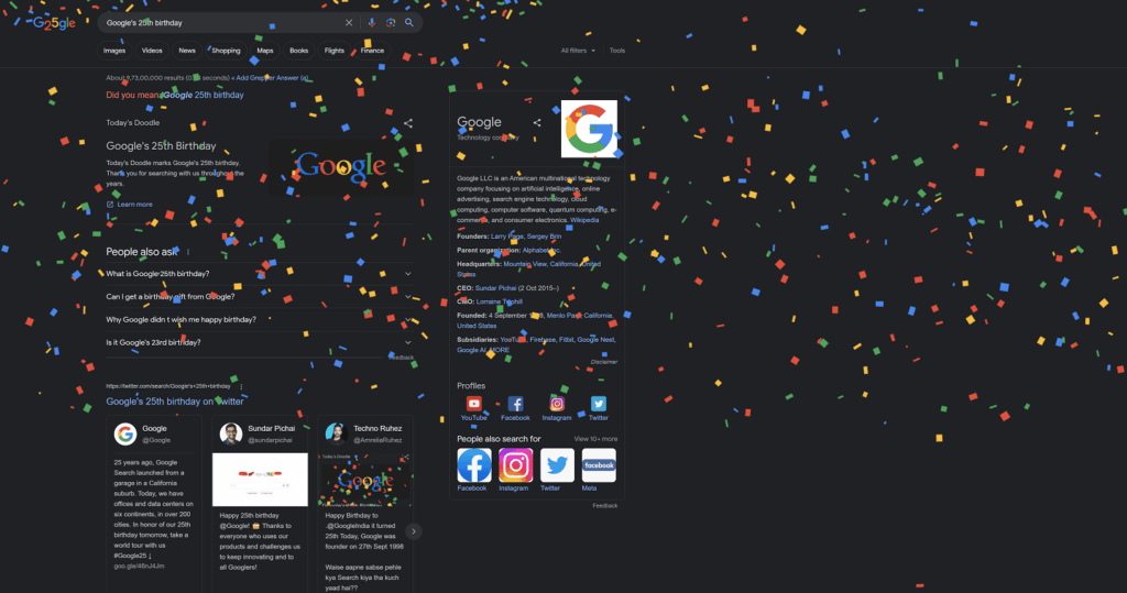 GOOGle 25 birthday